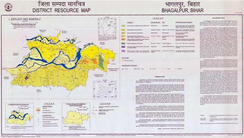 District Resource Map of Bhagalpur Image Taken from https://employee.gsi.gov.in/cs/groups/public/documents/document/b3zp/mti2/~edisp/dcport1gsigovi126539.jpg