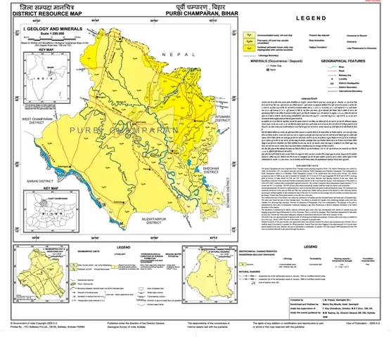 District Resource Map of East Champaran Image Taken from https://employee.gsi.gov.in/cs/groups/public/documents/document/b3zp/mti2/~edisp/dcport1gsigovi126823.jpg